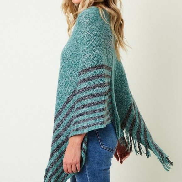 Pinklicious Knit Poncho Charcoal Stripe Bottom NWT - Picture 2 of 4